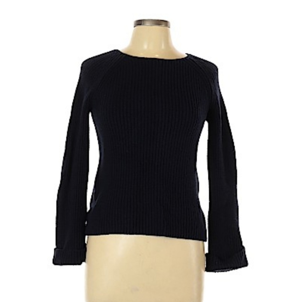 Ann Taylor Loft Navy Blue Chunky Knit Pullovers Sweater Size XS